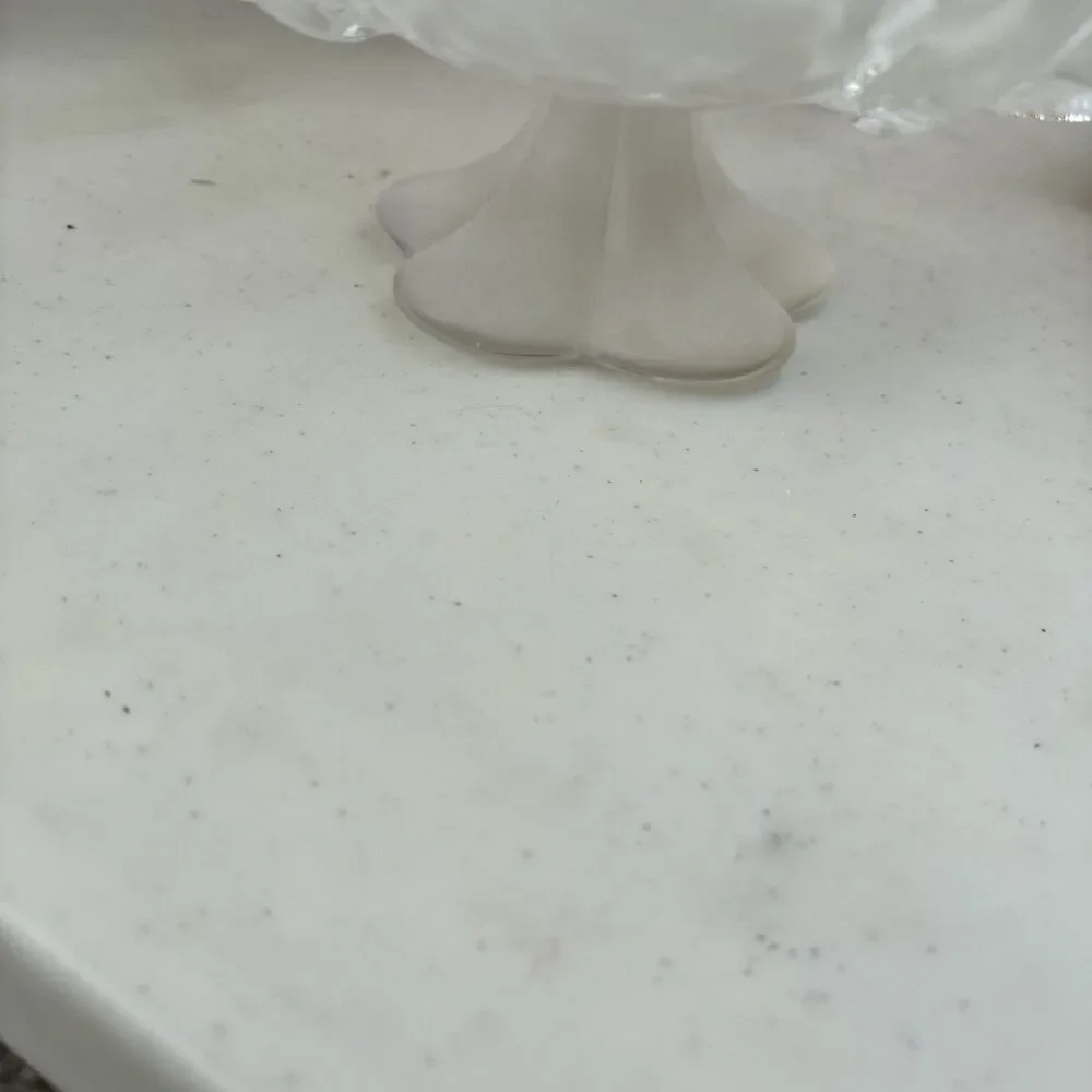 Mikasa Christmas Story 13 1/2” Glass Serving Canape Platter Frosted Ruffled NIB